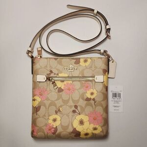 NWT Coach CH717 Floral Signature Mini Rowan File Bag Crossbody Light Khaki Multi
